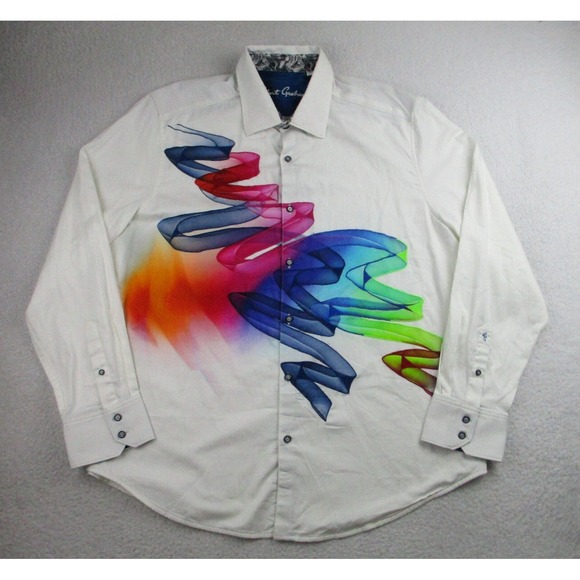 Robert Graham‎ Music Speaks Shirt Mens Sz 2XL White Rainbow Print L/S Button Up - Picture 1 of 8